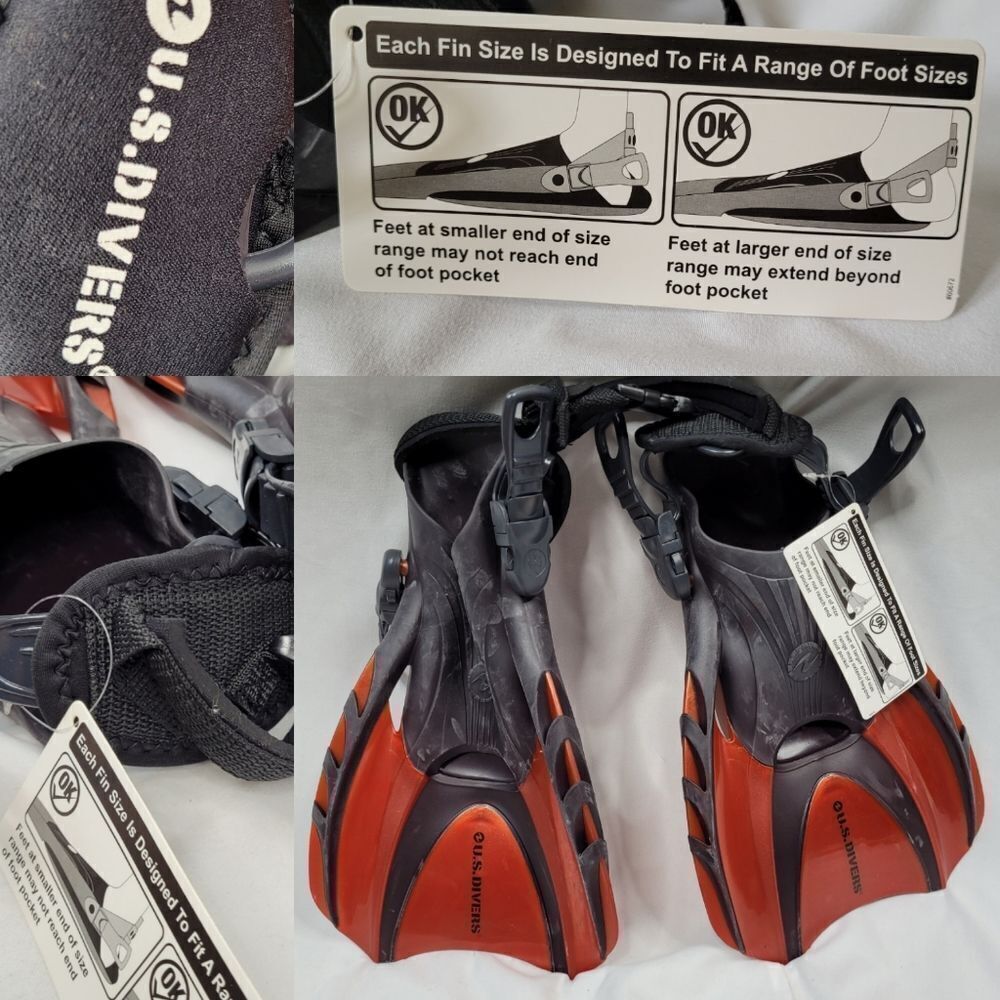 NEW US DIVERS Shredder Aqua Lung snorkeling scuba fins 4 5 6 7 37 38 39 40 41